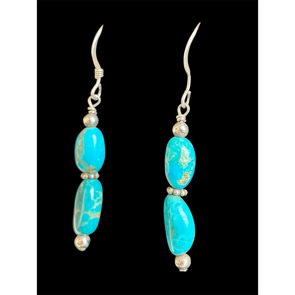 Sterling Silver Southwestern Turquoise Stone Earrings 925 Boho